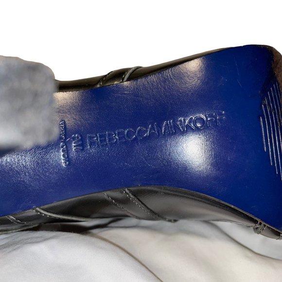 Rebecca Minkoff Black Strappy High Heel Open Cage Booties Pumps Shoes Grey - Picture 12 of 13